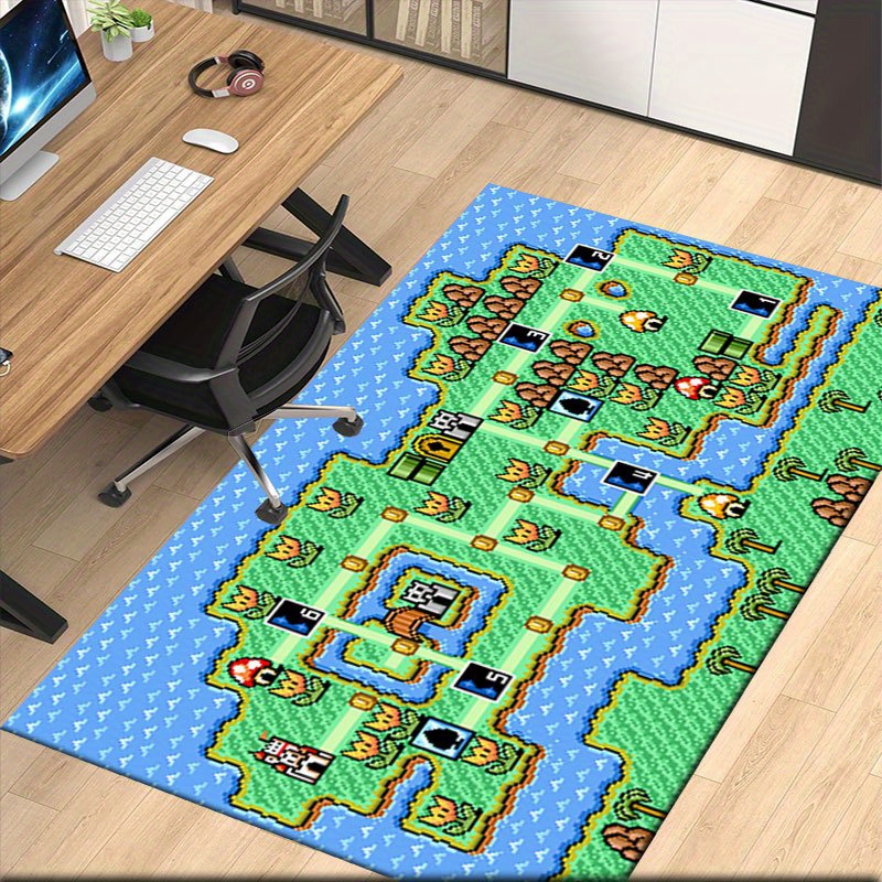 Retro Gaming Design - Nostalgic Retro Game Themed Rug, Anti-Slip