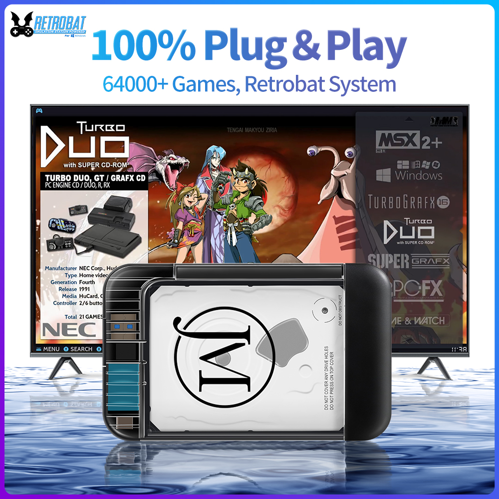 Retro Gaming Design - RETROBAT Portable 500G Gaming HDD Consoles