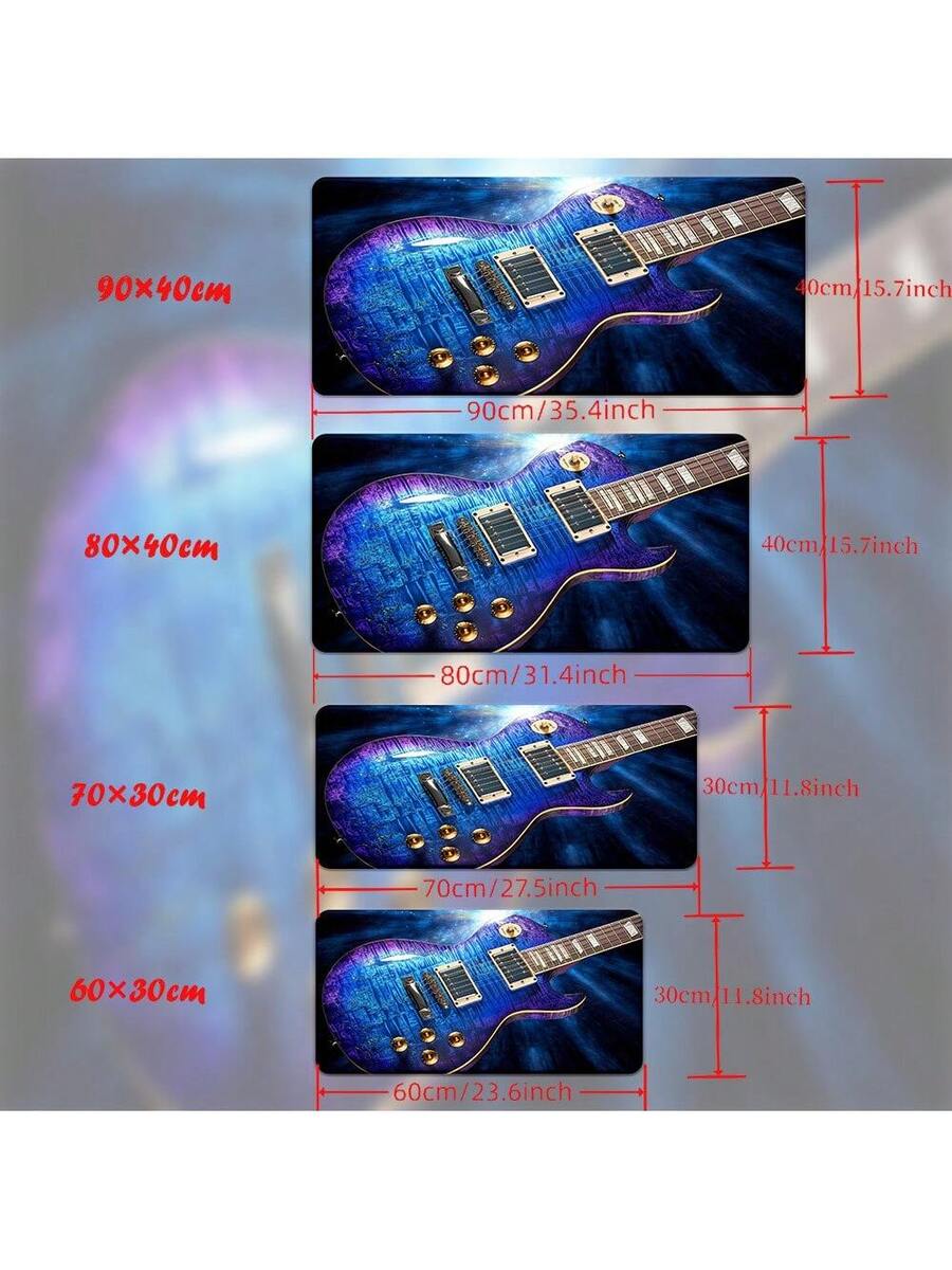 Retro Gaming Design - Retro Blue Guitar Design Mouse Pad