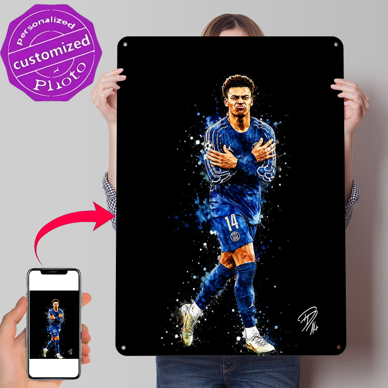 Retro Gaming Jersey - Football Player in Blue Jersey Tinplate
