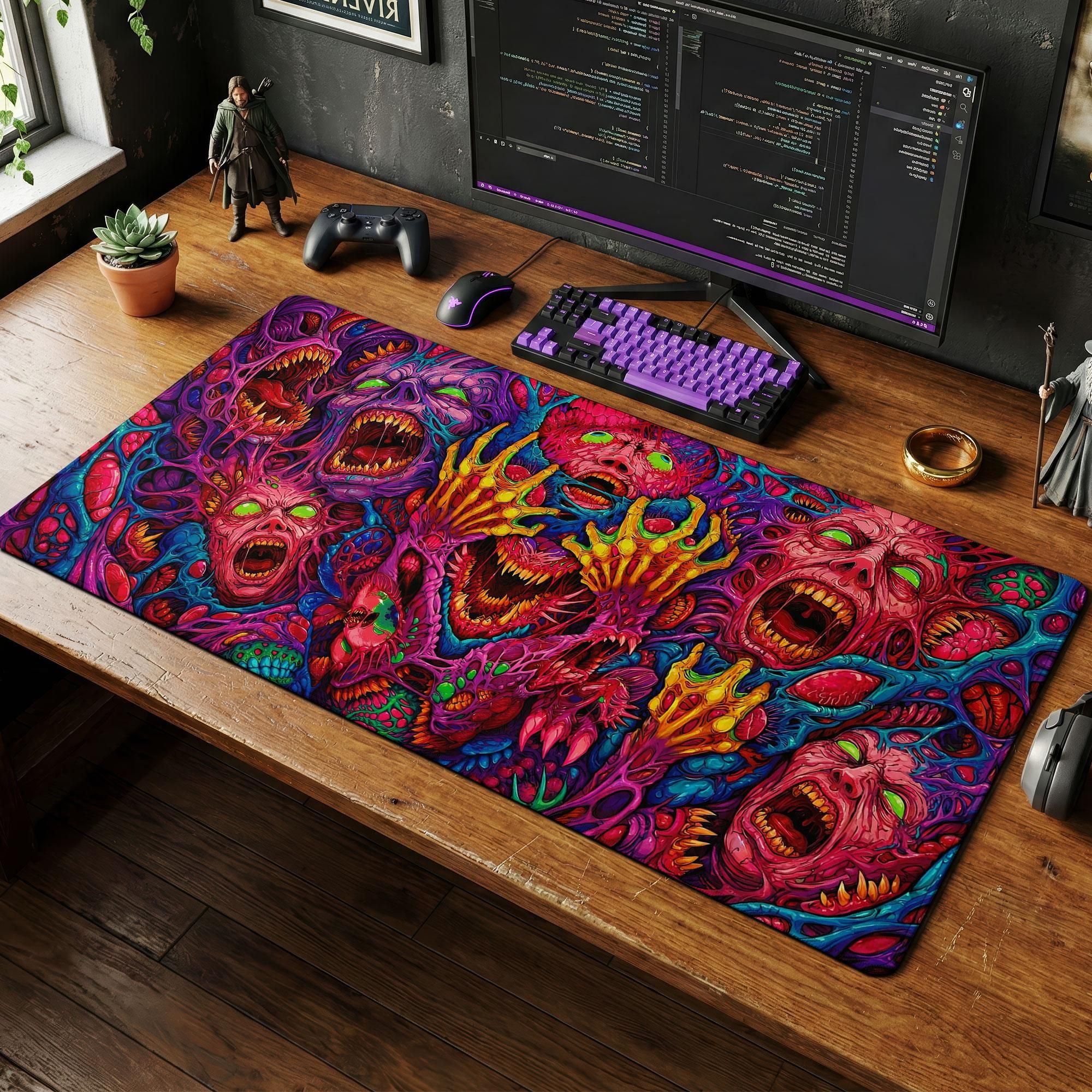 Retro Gaming Keyboard - Japan Red Mouse Pad Neon Gore
