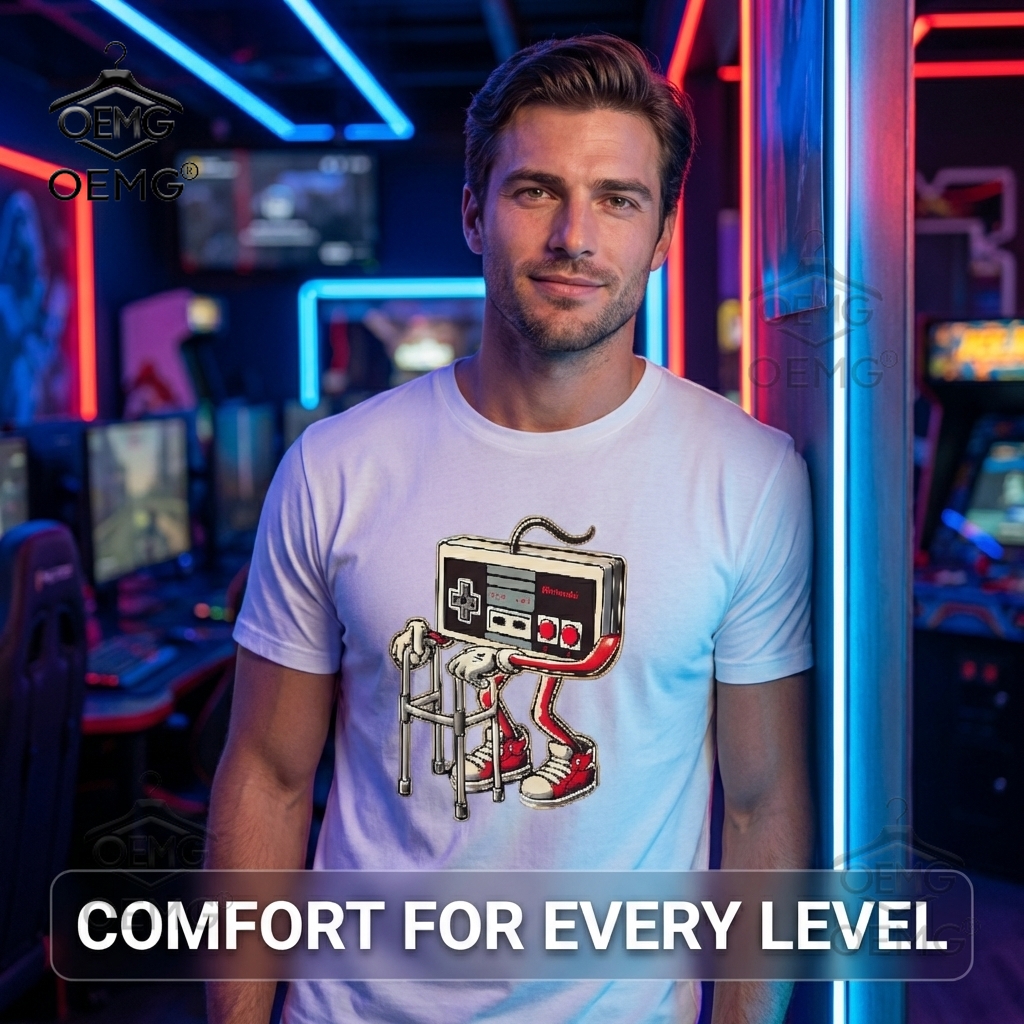 Retro Gaming Jersey - Men's 100% Cotton Graphic T-Shirt in