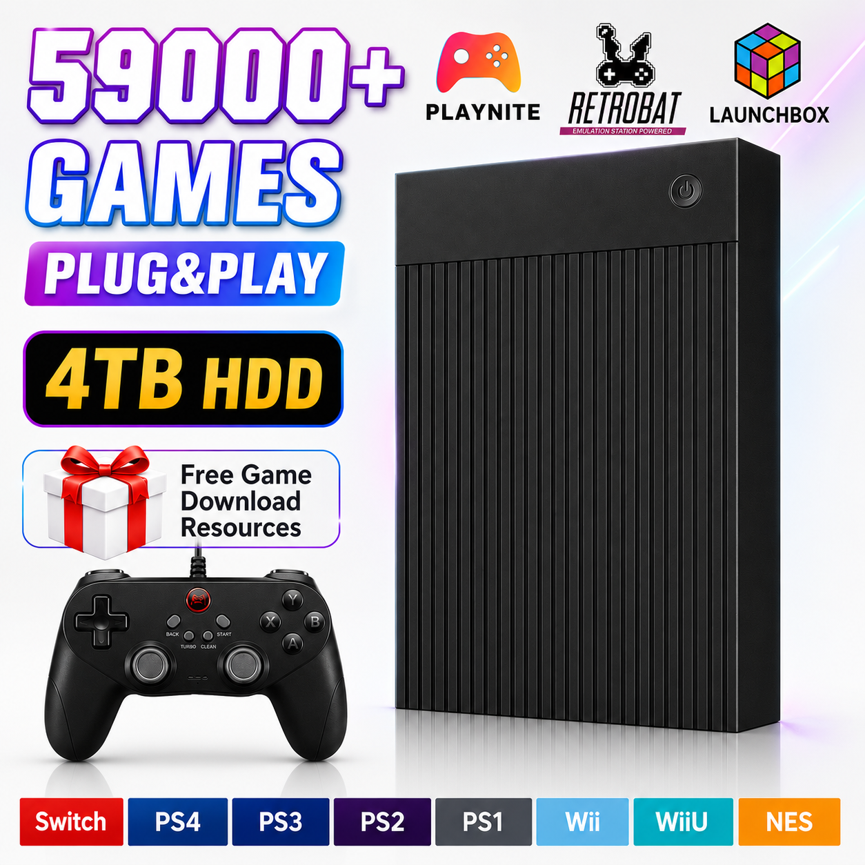 Retro Gaming Ps3 - Portable 4TB Gaming HDD with 59000+Retro&3D&AAA