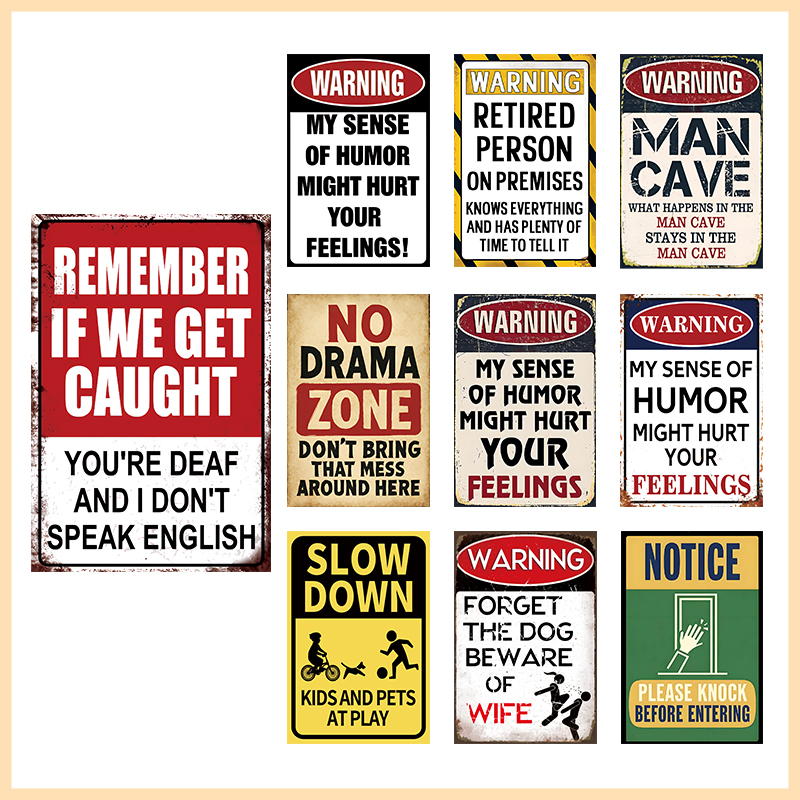 Retro Gaming Cafe - Vintage Funny Warning Metal Tin Sign