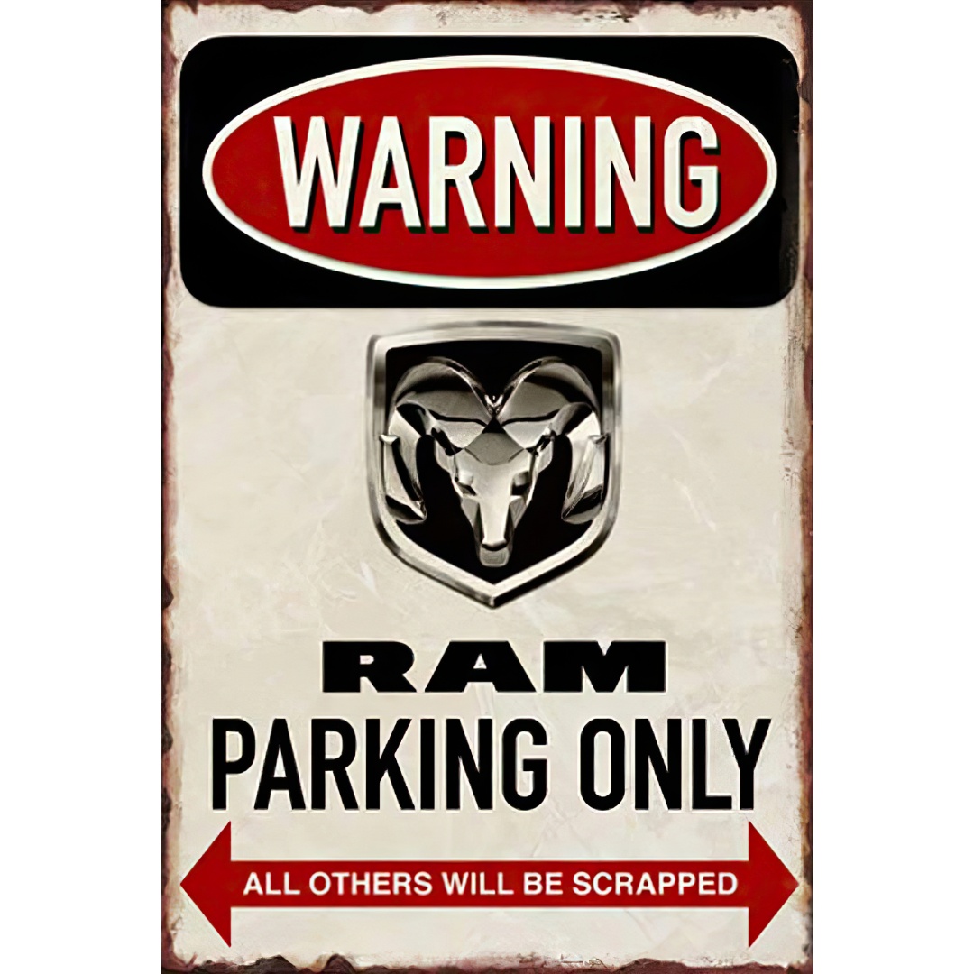 Retro Gaming Cafe - Warning Ram Parking Only Metal Plaque