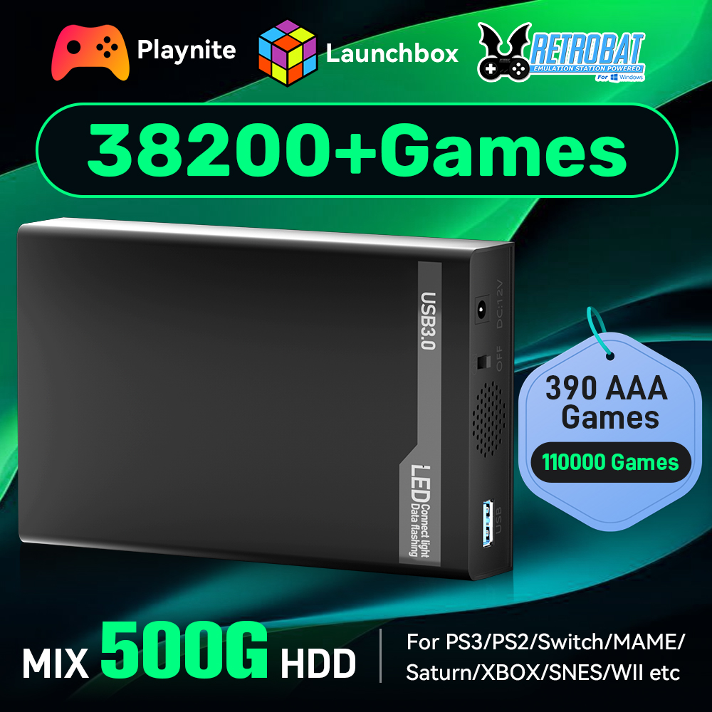 Retro Gaming Usb - MIX500G Game Hard Drive With 38200+