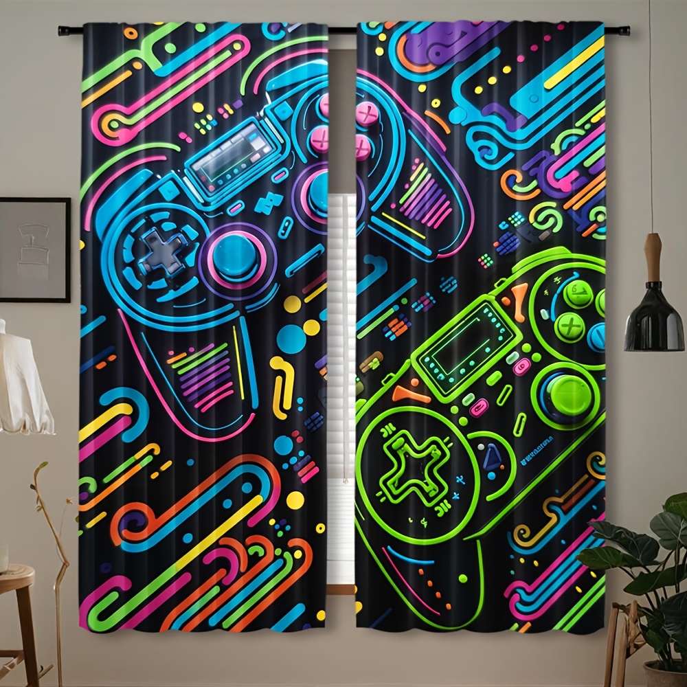 Neon Game Controller Curtains  - Retro Gaming Cafe recensie en prijs