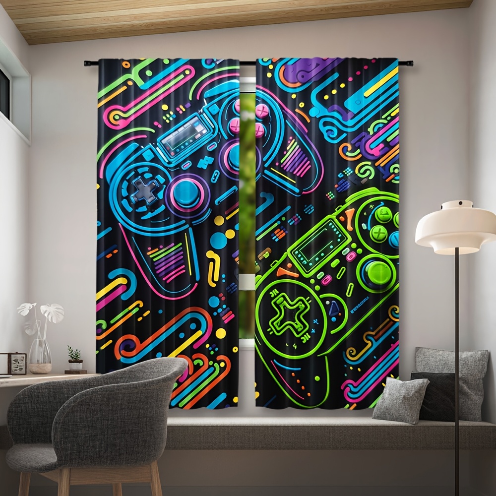 Neon Game Controller Curtains  - Retro Gaming Cafe recensie en prijs