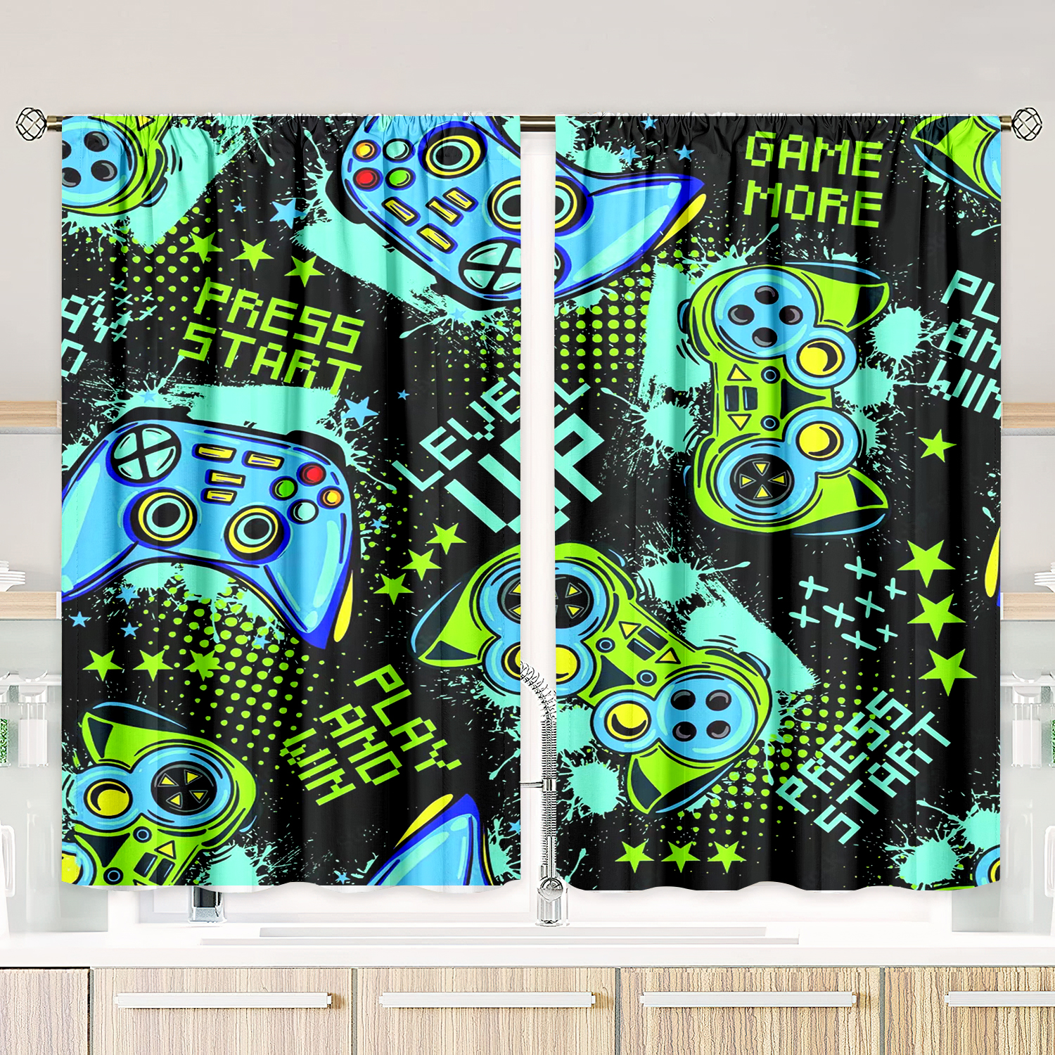 Retro Gamepad Curtains 2-Piece - Retro Gaming Cafe recensie en prijs